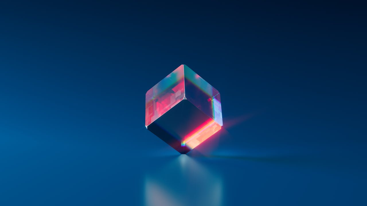 Purple and Pink Diamond on Blue Background